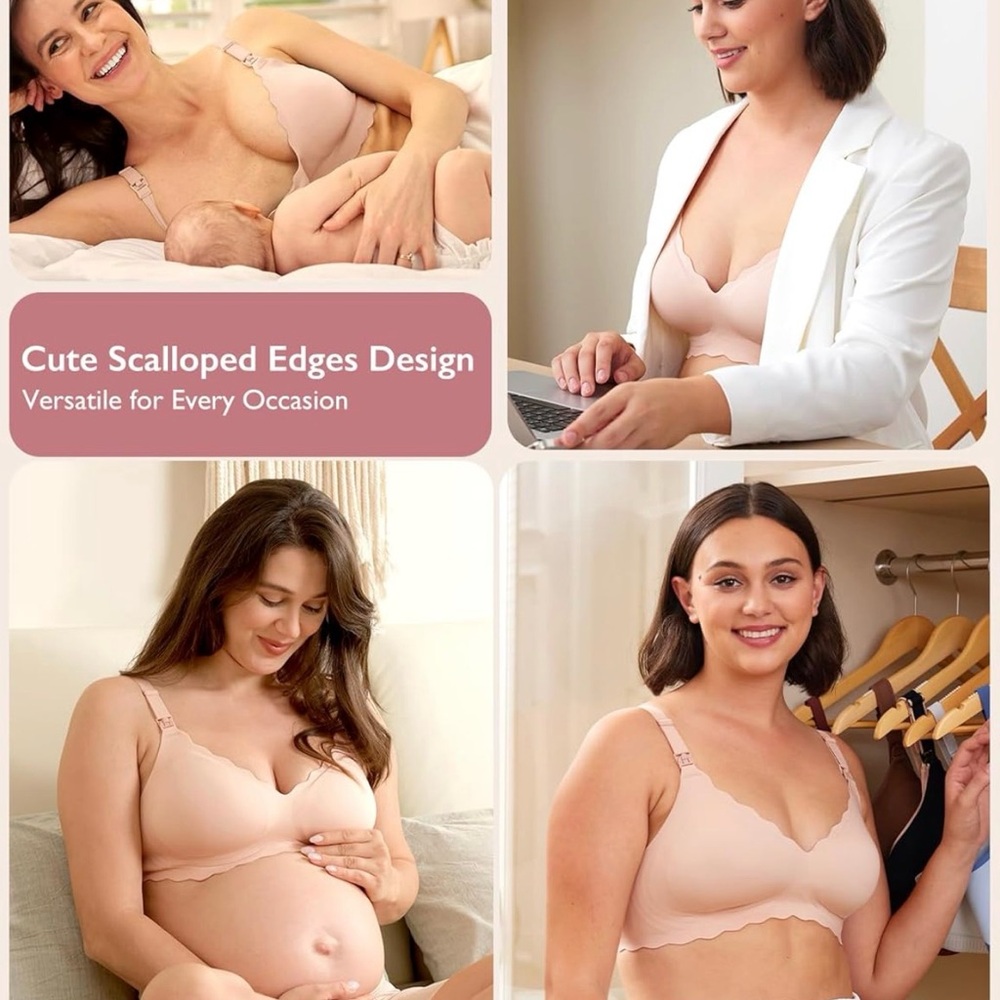 MomCozy Elegant Women's Nursing Bra Trio - Black, Cream, Tan.  2XL - Picture 6 of 8